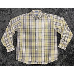 Vintage Savile Row Mens Plaid Button Down Long Sleeve Shirt Med *missing button